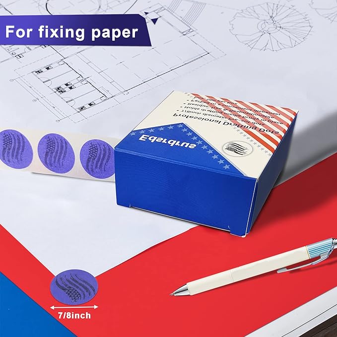 3 Pack Drafting Dots 7/8' Diameter, Low Tack, Easy Removal, Pre-Cut Drafting Tape Dots for Tracing, Drawing, Positioning, Roll of 500 Per Box (Purple)