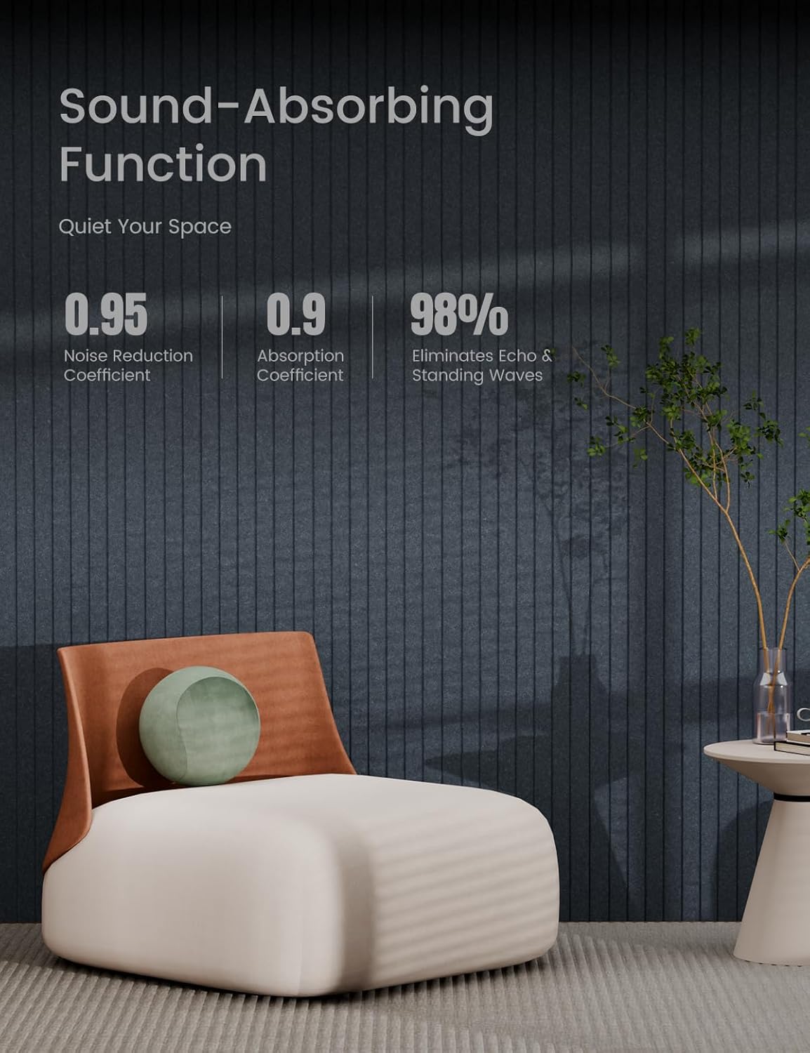 Bumusty Large Cork Board Alternative-47 x35 Felt Bulletin Board, with 30 Pushpins, 70 Adhesive Tabs, 12-Pack Slat Wall Paneling, Cork Boards for Office Push Pin Board Felt Board-Deep Charcoal Blue