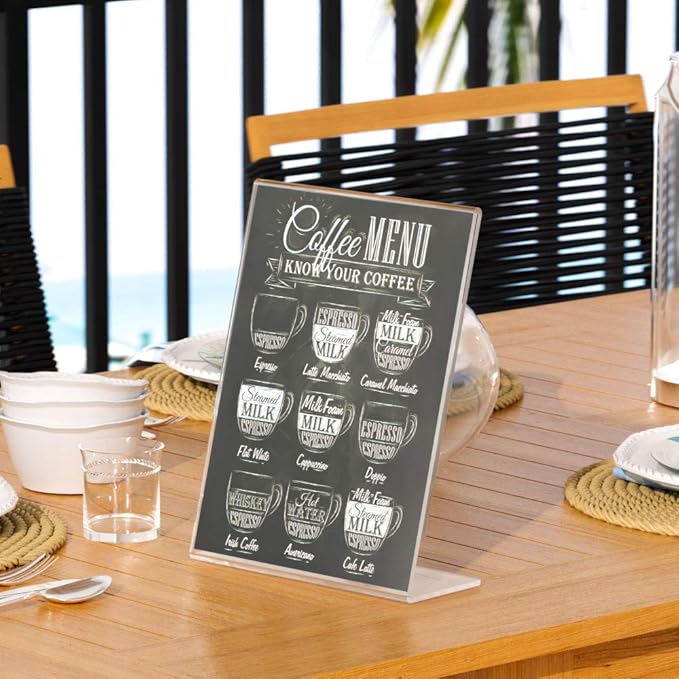 NIUBEE Acrylic Sign Holder 8.5 x 11 Inches Slanted Back, Clear Plastic Sign Holder Paper Display Table Stand for Office, Store, Restaurant (20 Pack)