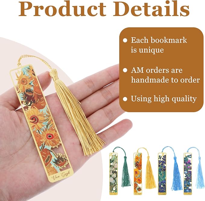 Sibba Book Marks for Book, 4Pcs Hollow Flower Metal Bookmarks with Tassels, Durable Retro Handmade Bookmarks for Women Kids Students Teachers and Book Lovers, Pretty&Increase Reading Interest