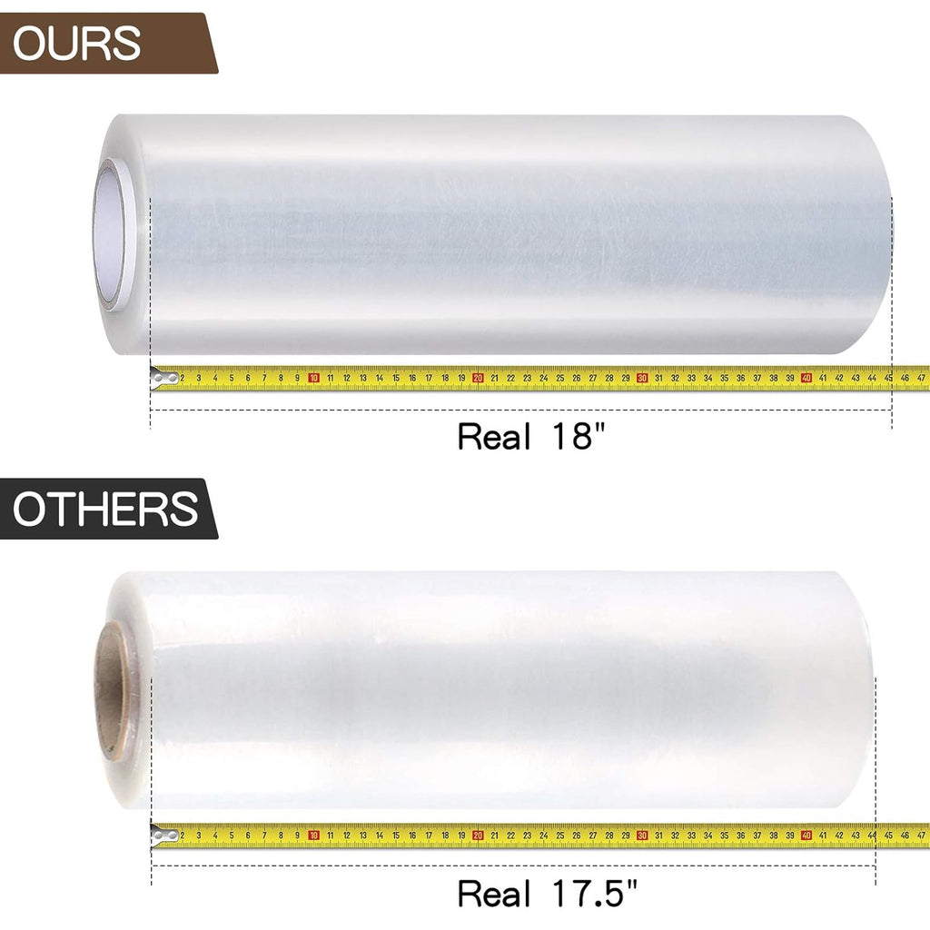 18" x 1500ft x 80 Gauge Thick (20 Micron) Clear Cast Pallet Stretch Wrap Film [Pack of 4 Rolls, 1500' Per Roll, Total 6000']