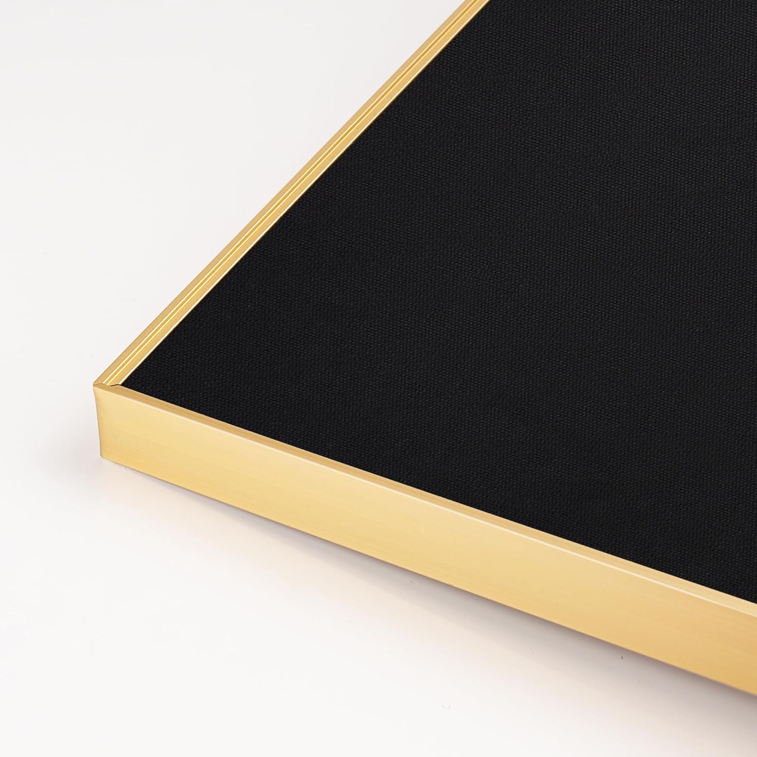 Bulletin Board 30 x 20 inches, Black Pin Board, Golden Aluminum Framed Fabric Cork Board with 10 Push Pins