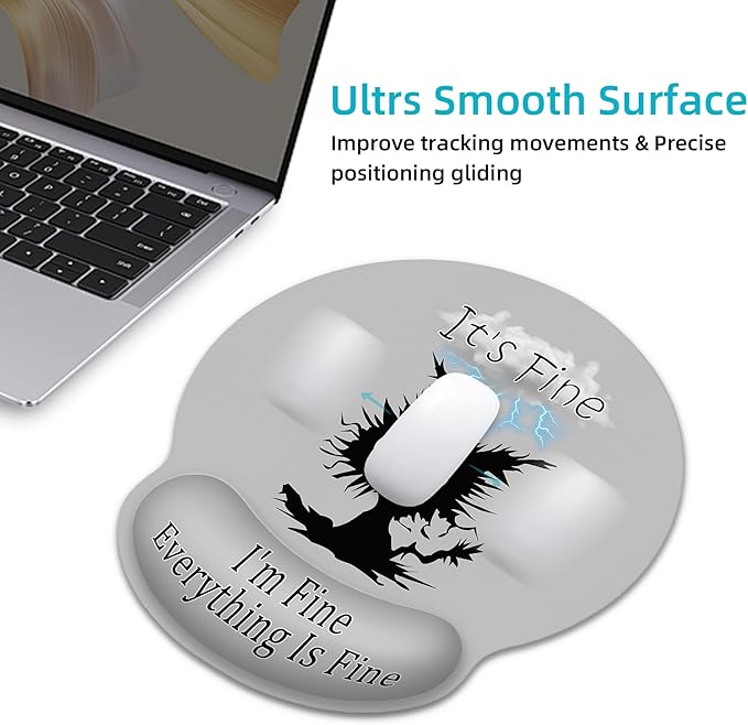 Ergonomic Mouse Pad with Wrist Support,Lightning Black Cat Mouse Pad with Wrist Rest,Relieve Wrist Pain Mousepad Non-Slip Rubber Base,Cute Mouse Pads for Desk,Computers,Laptop,Office,Home,Accessories