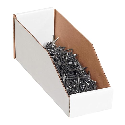 Partners Brand PBINBWZ418 Open Top Bin Boxes, 4" x 18" x 4 1/2", Oyster White (Pack of 50)