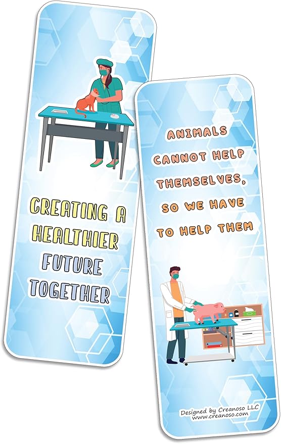 Creanoso Inspiring Vet Bookmarks (10-Sets x 6 Cards) – Daily Inspirational Card Set – Interesting Book Page Clippers – Great Rewards for Adults and Professionals