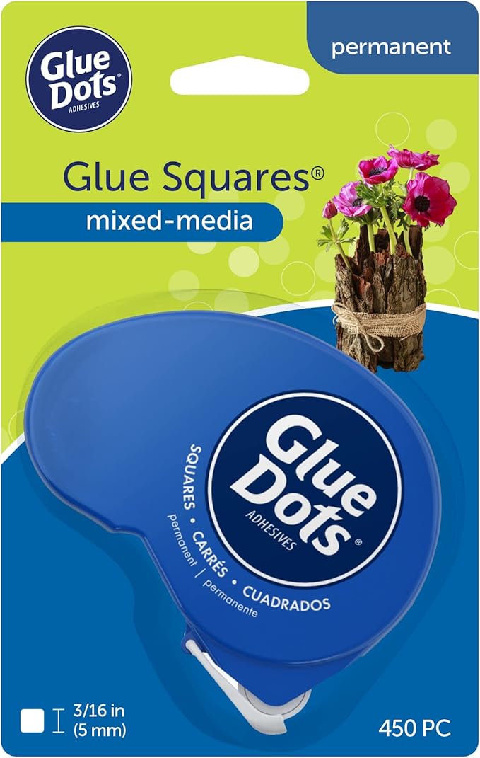 Glue Dots, Glue Squares Dot N' Go Dispenser, Double-Sided, 3/16", 450 Dots, Permanent, DIY Craft Glue Tape, Sticky Adhesive Glue Points, Liquid Hot Glue Alternative, Clear