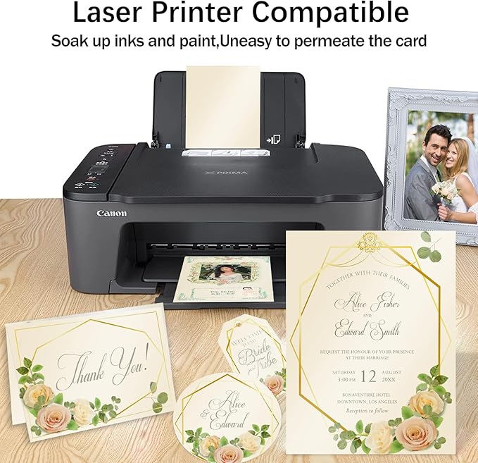 24 Sheets Cream Shimmer Cardstock 8.5 x 11 Ivory Paper, Goefun Off White Card Stock Printer Paper for Invitations, Certificates, Crafts, Card Making