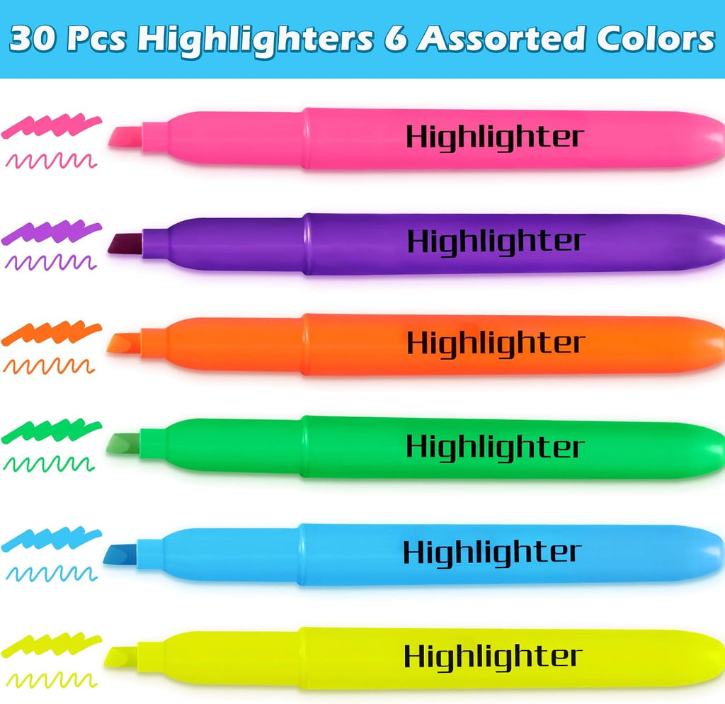 Duchong 30 Count Highlighters Assorted Colors, No Bleed Highlighter Markers for Teacher Students, Classroom Must Have, School Supplies for Adult Kids