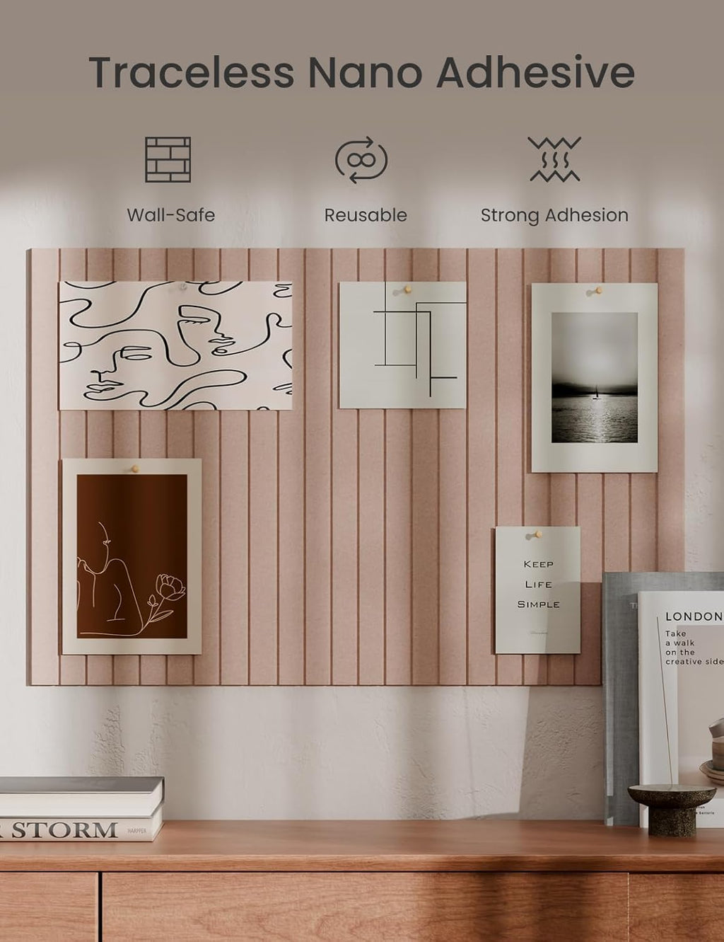 Bumusty Large Cork Board Alternative-36 x24 Felt Bulletin Board Tiles, with 30 Pushpins, 40 Adhesive Tabs, 6-Pack Slat Wall Paneling, Cork Boards for Office Push Pin Board Felt Board-Coral