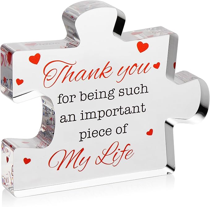 VELENTI Thank You Gifts - Engraved Acrylic Block Puzzle Thank You Present - Paperweights for Women, Men - Gifts for Friends, Coworkers - Heartwarming Therapist, Nurse Teacher Presents