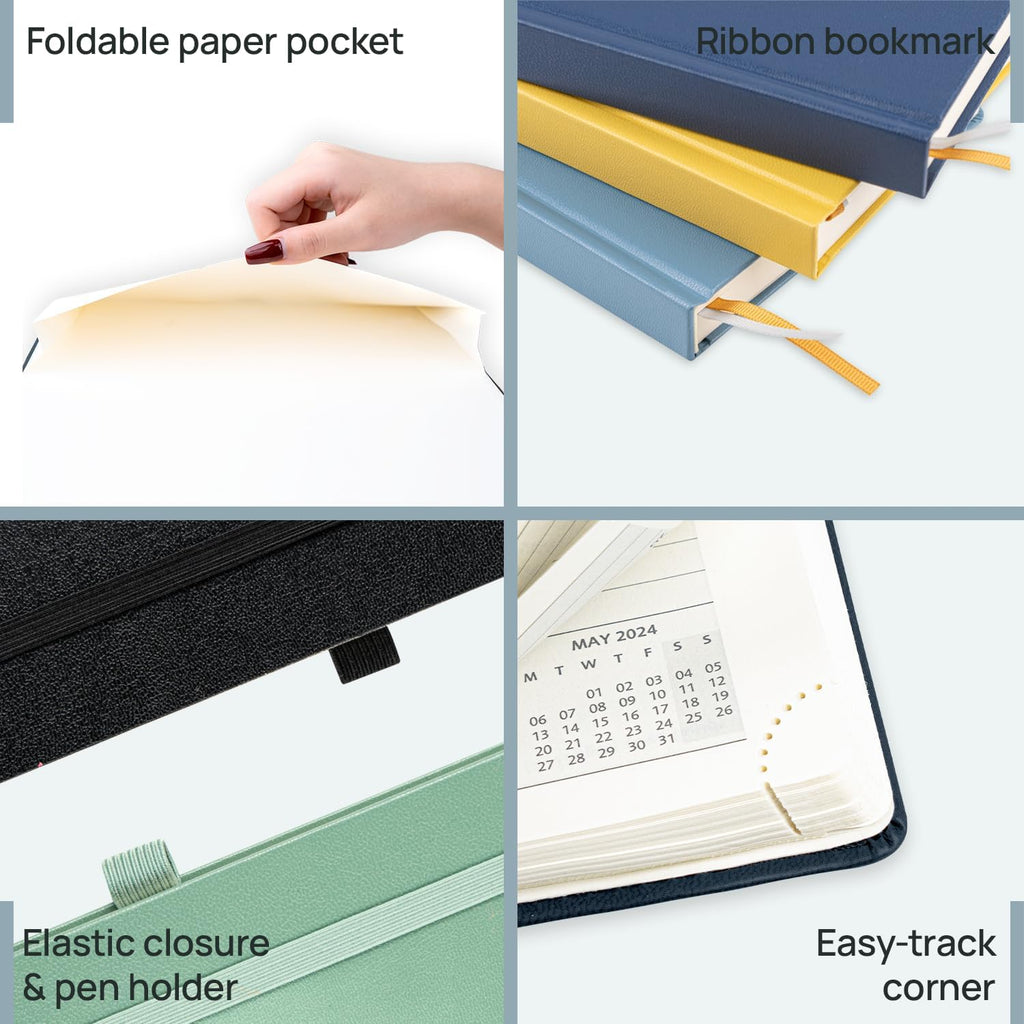 POPRUN 2026 Planner (Medium Size 8.5''x 6.5'' Hardcover) - Daily Weekly and Monthly Calendar Agenda 2026 Appointment Book with Hourly Time Slots, Monthly Tabs, 100 GSM - Light Yellow