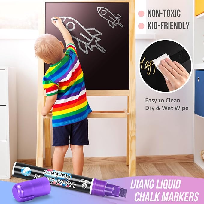 Window Chalk Markers Washable, Metallic 8 Colors Jumbo Chalk Marker Car Glass Erasable, Liquid Chalk Pens with 10mm Thick Tips for Chalkboard, Windows, Glass, Mirror, Auto, Poster, Bistro, Cars of DIY