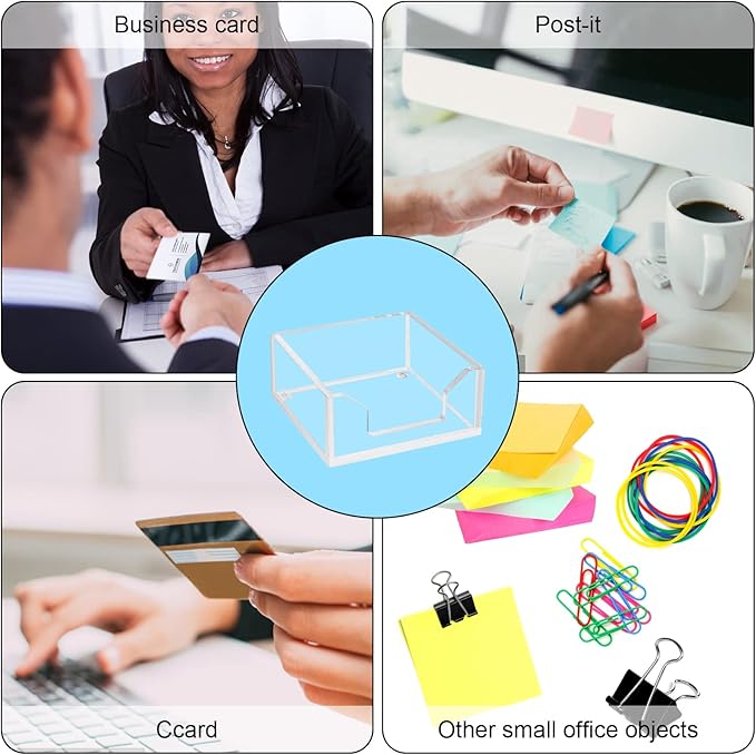 Clear Acrylic Sticky Note Holder Desk Organizer, 3.94" x 3.94" x 1.77" Memo Dispenser for Office Home School Post Bank Accessories(DP005)