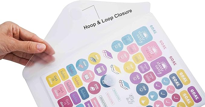 9x7 Clear Plastic Envelopes Hook Loop Closure Receipt Stickers Storage Holder 10 Pack