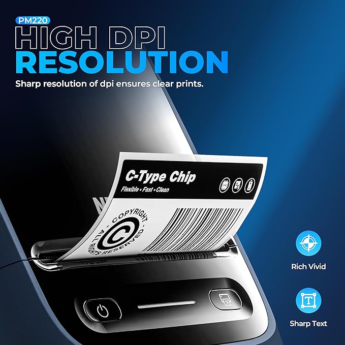 Nelko Label Maker Machine with Tape, PM220 Bluetooth Label Printer, 2 Inch Portable Thermal Printer for Small Business, Logo, Clothing, Sticker Printer for Phones & PC, with 3 Labels, Deep Blue