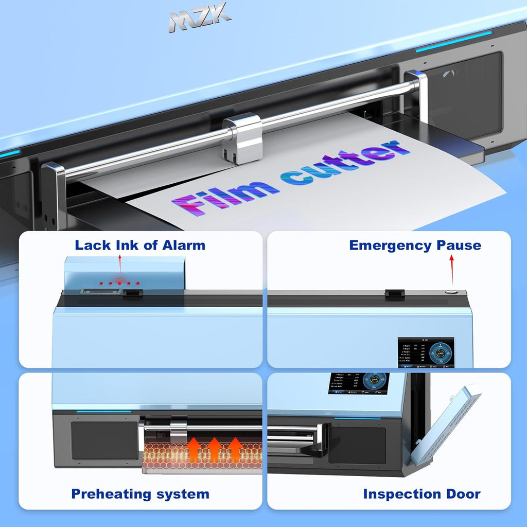 MZK A3 Plus DTF Printer XP600 Doubled-Speed,13+" DTF Film,Built-in Holiday Automatic Timed Cleaning Printhead,LED Multi-Function Fouch Screen,Film Cutter,White Ink Circulation,Gift Ink 2 Year