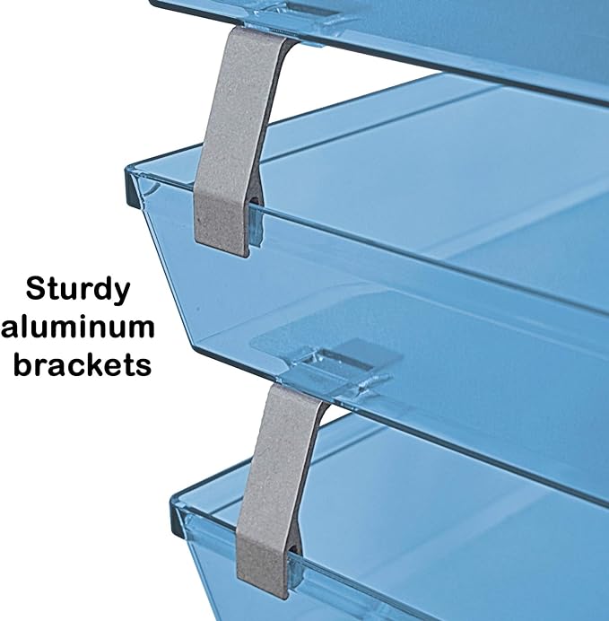 Acrimet 4 Tier Side Load Letter Tray Facility, Desktop File Organizer, A4 Letter Size Paper Organizer, Minimalist Storage Solution Paper Tray for Office, Home, Classroom (Plastic, Clear Blue Color)