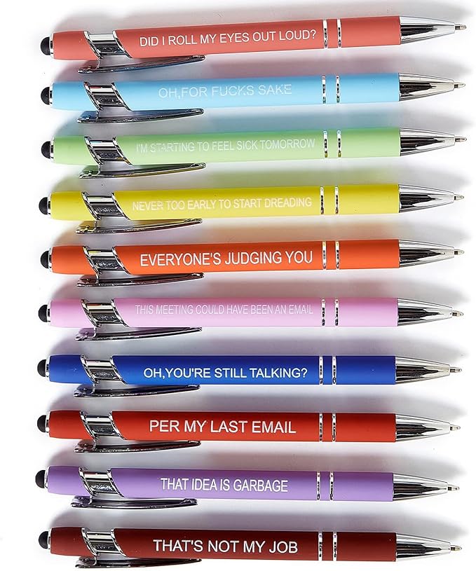 Funny Pens Colorful Ballpoint Pens with Inspirational Quotes and Touch Screen Function Office Gifts