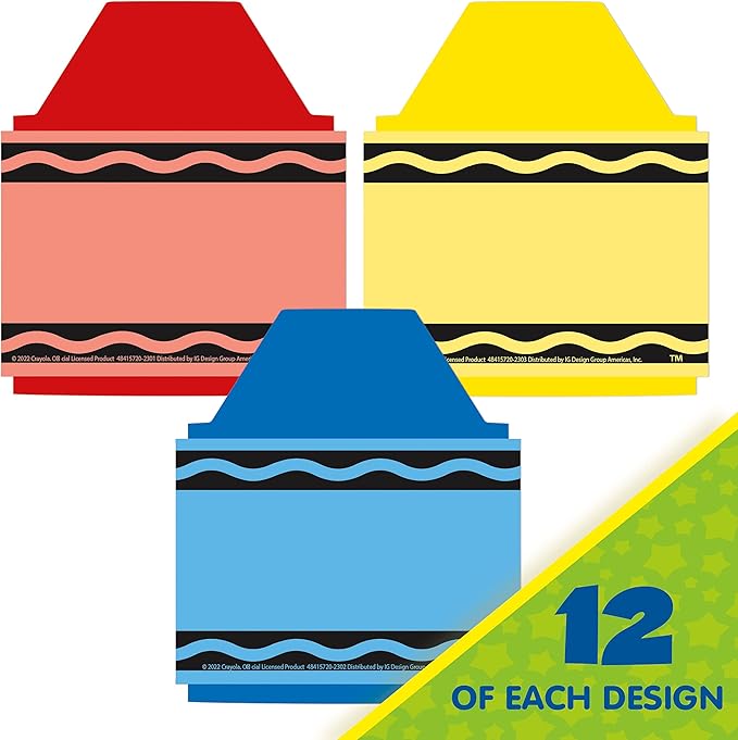 Eureka Crayola Crayons Paper Cut-Out Classroom Decorations for Teachers, 36 Pieces