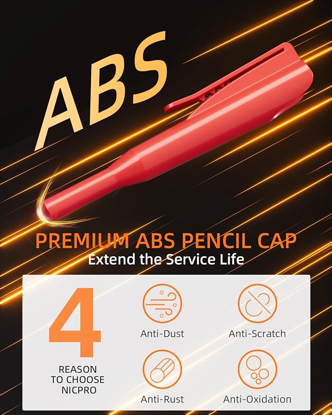 Nicpro 4 Pack Carpenter Pencil with Sharpener & Sleeve, Mechanical Carpenter Pencils Set with 52 Refill, Deep Hole Marker Woodworking Pencils, Heavy Duty Construction Pencils for Architect-With Case