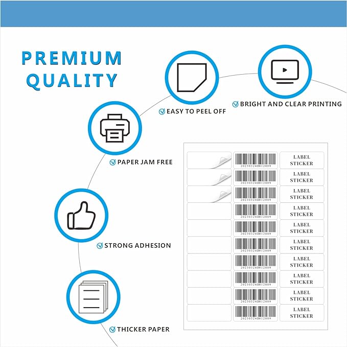 Address Labels, JIQEZNL Premium 1" x 2-5/8" Mailing Labels for Envelopes, 1800 Address Label Sticker Paper for Laser/Ink Jet Printer, White Blank Printable Sticker Labels 30 Per Sheet 8.5"×11"