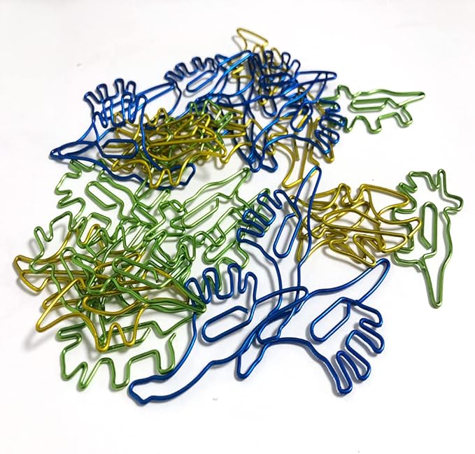 Creative Office Supplies Dinosaur Paper Clips,40pcs Dinosaur Shaped Paperclip,Metal Bookmark Clips Cute Home Office Library Paper Clip (A) …