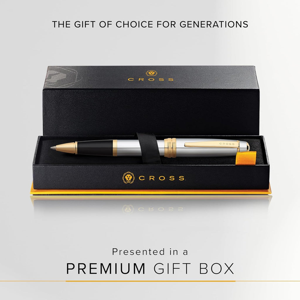 Cross Bailey Refillable Rollerball Pen Presented in a Premium Gift Box - Medium Point, Black Ink, Medalist