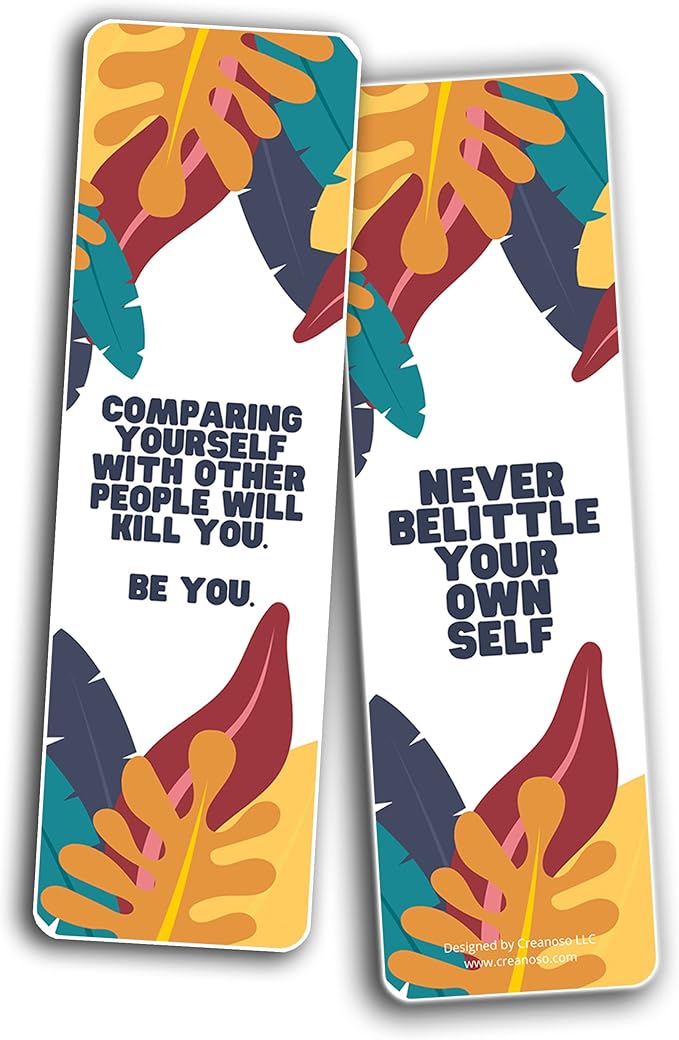 Creanoso Encouraging Sayings Bookmarks (2-Sets X 6 Cards) – Daily Inspirational Card Set – Interesting Book Page Clippers – Great Gifts for Adults and Professionals