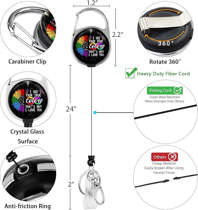 ID Badge Holder with Breakaway Lanyard, Retractable Badge Reel Heavy Duty, Autism Awareness Lanyards for ID Badges Ajustable, Teacher Nurse Work Office Gifts