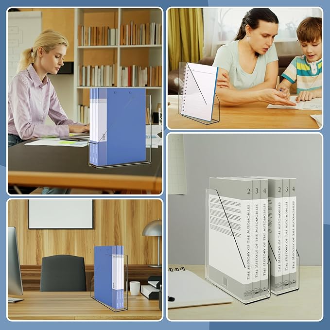20 PCS Acrylic Magazine File Holder with Handle, Clear Magazine Rack, Vertical File Folder Organizer for Desk, Notebooks Document Storage, for Home Office, School, Workstation Desktop Organizer