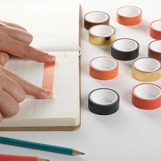 Mr. Pen- Washi Tape Set, 10 Rolls, Fiery Horizon, Decorative Tape Set, Colored Scrapbook Washi Tape for Journaling, Washy-Tape, Scrapbook Supplies