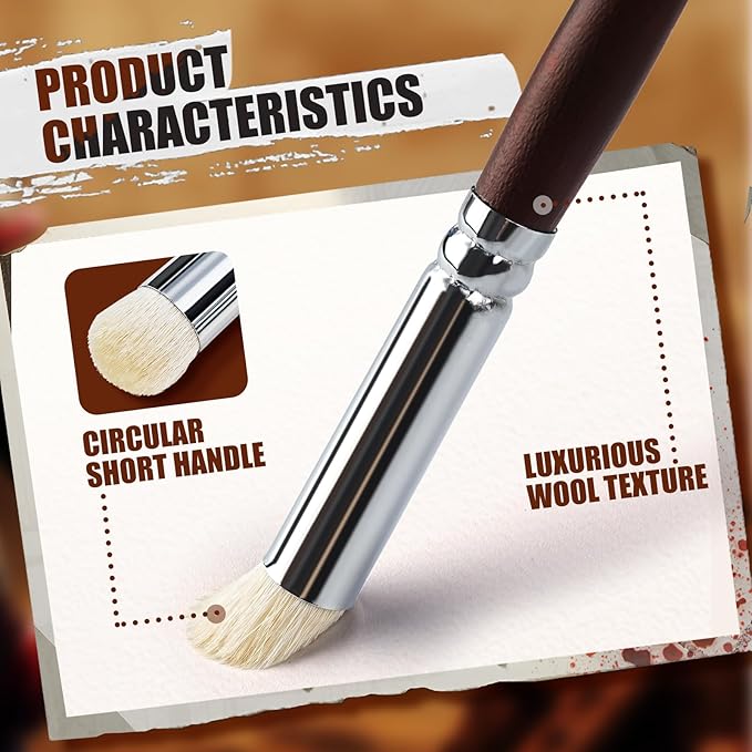 Detail Paint Brushes Dry Brushes, Golden Maple 10PC Flat Miniature Dry Paint Brushes Fine Detail Paint Brush Set for Acrylic, Oil, Watercolor & Citadel, Figurine, 40k.