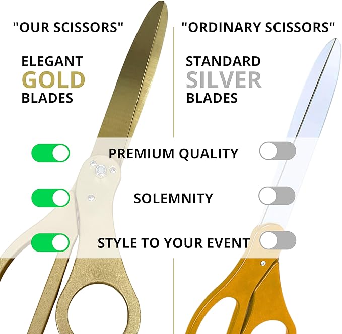 New Edition Grand Opening Scissors – 25'' Scissors Gold with Golden Blades for Ribbon Cutting Ceremony