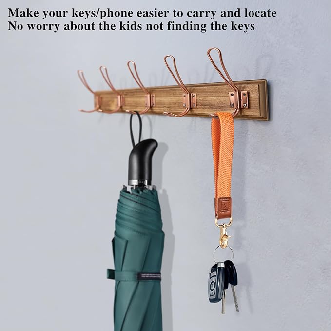 Fishent Stretchy Wristlet Keychain,Braided Cute Wrist Lanyards for Keys, Key Chain Holder for Women Men, Wrist Strap Keychain for Car Keys Phone Camera Wallet ID Badges Card (Orange)