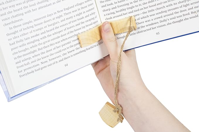 Handmade Wooden Book Page Holder - Wooden Thumb Bookmark - Novel Reading Accessories, Book Gadgets, Presents for Readers, Book Lovers Gifts, Bookworm (Maple Natural)