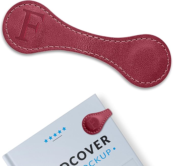 Personalized Leather Magnetic Bookmarks (1 Pack) Vintage Custom Engraved Initial ID Identification Book Marker Clip Gift for Book Lover Avid Readers (Letter F, Red)