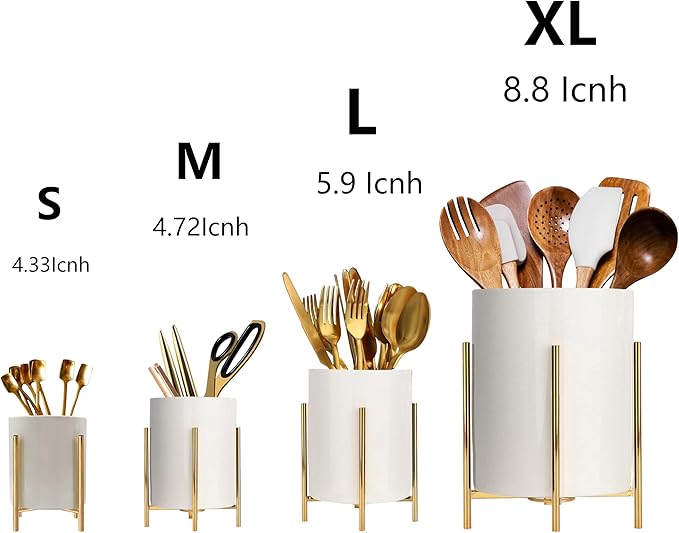 Large Office Pen Holder,Gold and White Desk Organizers for Office, home, wedding, kitchen