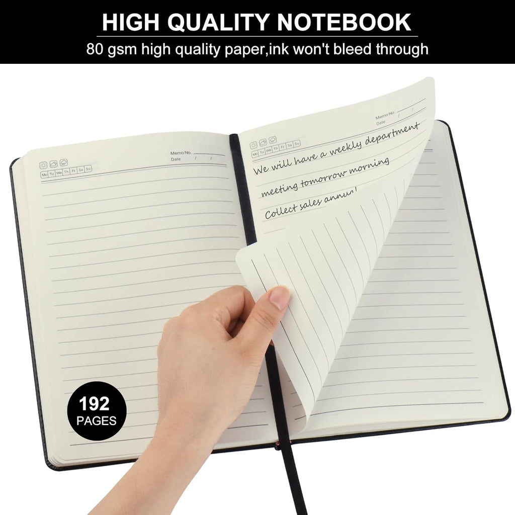 ZCZN Lined Journal Notebooks for Work, 5.5x8.3 in, 192 Pages, Hardcover Leather A5 Journals for Writing, Diary & Travel, College Ruled Journaling Notebooks for School, Office, Home (Black*6)