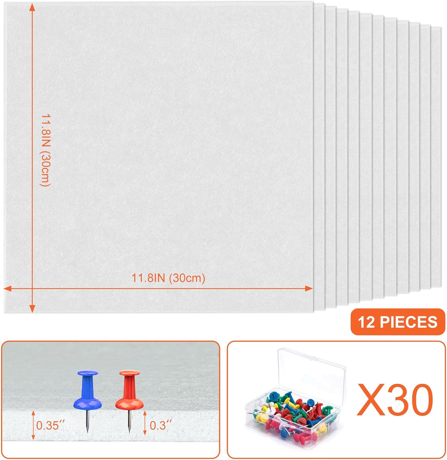 Cork Boards for Walls 48" x 36" Felt Board Alternative, 12 Pack Felt Wall Tiles Bulletin Board, Large Cork Board for Office Pin Board Tack Board Cork Boards