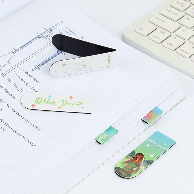 10Pcs Magnetic Bookmarks T-S Bookmarks Page Markers for Fans Readers, Women, Men, Book Lovers, Students Teachers, Funny Office Supplies Stationery Gifts Used in Office, School, Home (Green)