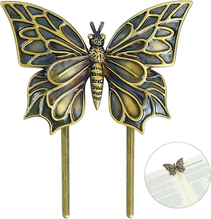 LOVME Vintage Book Clips Butterfly, Page Holder Journal Clips to Hold Journal Open While Writing and Free Your Hands, Metal Book Clip, Gifts for Book Lovers, Readers, Writers