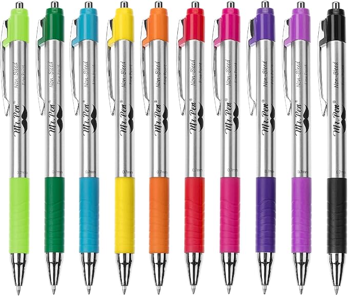 Mr. Pen- Bible Pens, 10 Pack, Assorted Color Pens, Bible Pens No Bleed Through, Bible Journaling Pens, No Bleed Pens, Bible Journaling Supplies, Non-Bleed Fine Point Pens, Colorful Bible Pen