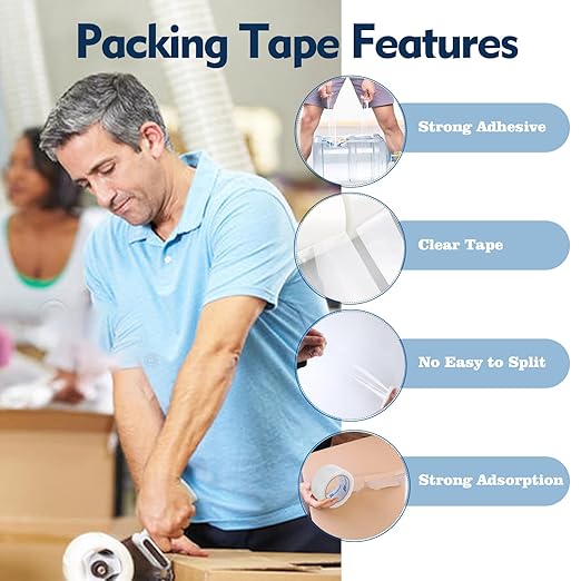 Packing Tape Refill 36 Rolls Heavy Duty Sealing Great for Packing Box Shipping and Moving Supplies Packaging 1.88" x 65 Yards 3" Core 2.0 Mil Thick