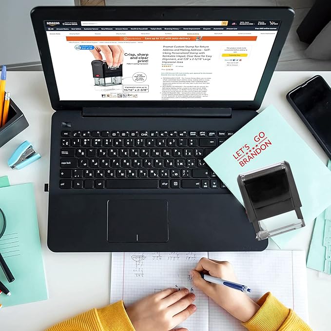 Let's Go Brandon Stamp - American Political Self-Inking Rubber Stamp - Red Ink - Patriotic LGB Imprint - Large Size