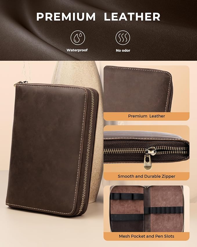 30Pcs Metal Mechanical Pencil Set with Leather Case, 0.5/0.7/0.9/2.0mm Art Drafting Pencils, 16 Tubes Graphite Leads (6B 4B 2B HB 2H 4H) with Colored Leads for Sketching Drawing Writing(Black)