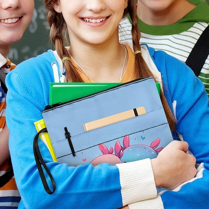 COEQINE Cute Axolotl Animal Book Covers for School Preschool Book Sleeves Case 9x11 Inch Washable Hardcover Book Pouch with Pen Holder