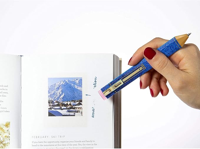 Pen Bookmark | Erasable Ballpoint Gel Pen and Bookmark 3-in-1 | Ink Novelty Pen with Eraser | Page Marker | Book Marker | Page Holder Clip | Stationery Gift Idea for Reader and Writer (Jeans)