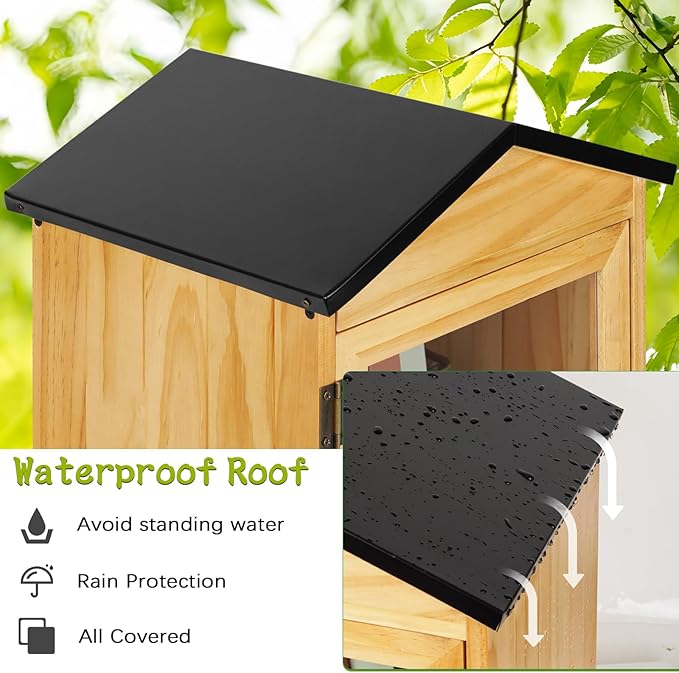 Outdoor Library Box Literature Exchange Box Outdoor Book Storage Little Wood Cabinet for DIY, Neighborhoods Community and Schools Sharing Books, Literature and Newspapers (16x14x25 Inch)