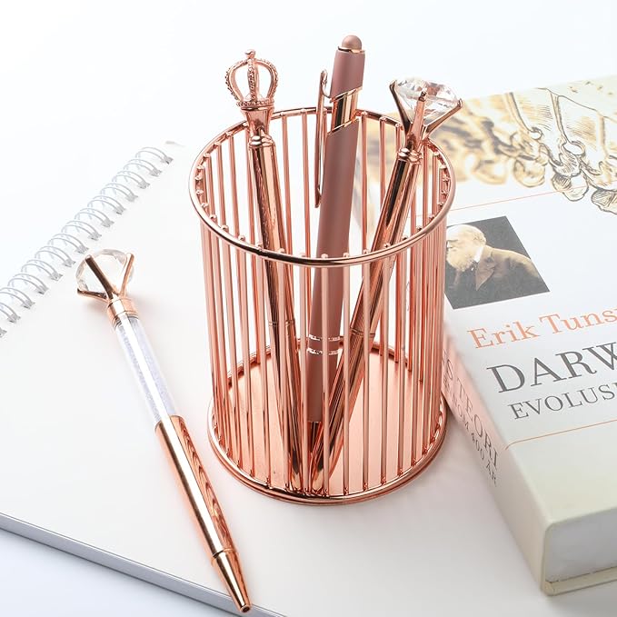 amassan 4Pcs Ballpoint Pens Set, Cute Pens with Crystal Diamond for Journaling, Black Ink Pen Gifts for Wedding Office Desk Supplies, Sand Glitter Pen for Women Office Decor