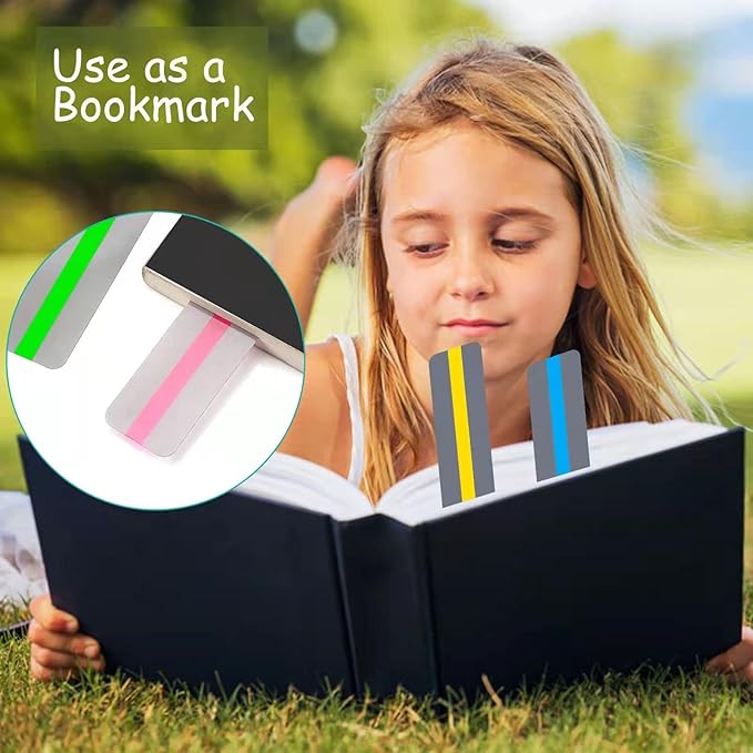 16Pcs Guided Reading Highlight Strips, Reading Ruler Reading Tracking Highlight Strips Colored Overlays Bookmark Assorted Colors Helps with Dyslexia（2 Sizes，8 Colors）